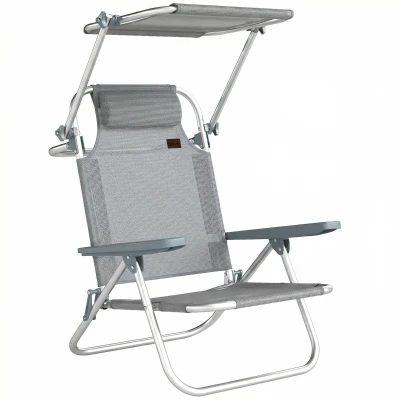 Outsunny Sedia a Sdraio Reclinabile a 6 Livelli 62x68x79 Grigio