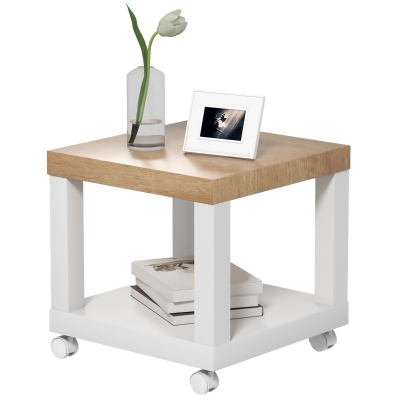 HOMCOM Table Basse Roulante Moderne Bois Blanc 40x40x40cm