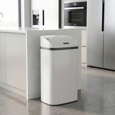 HOMCOM Sensor Bin 48L Stainless Steel White