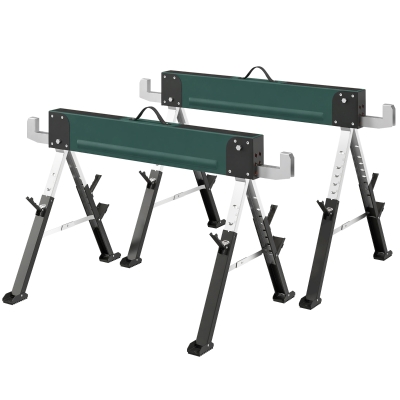 HOMCOM Tréteaux Métal Pliables 2pcs, 1160kg, Réglables 64-81cm