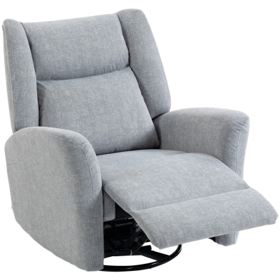 HOMCOM Fauteuil à Bascule Pivotant Tissu Gris Clair Salon Large