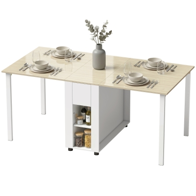 HOMCOM Table Pliante 6 Personnes 168cm avec Tiroirs Rangement