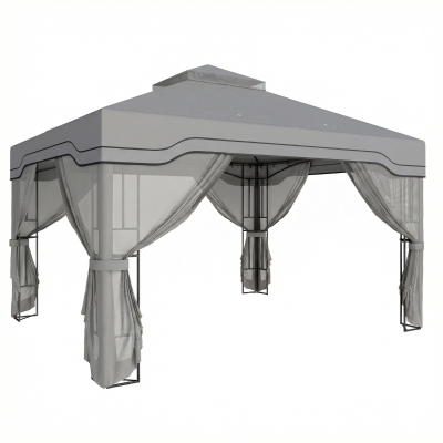 Outsunny Garden Gazebo with Shelves Dark Grey 3x3.6m