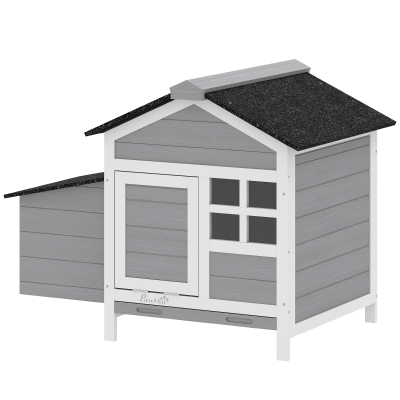 PawHut Poulailler Bois Gris avec Pondoir Toit Asphalte 92x64x69cm