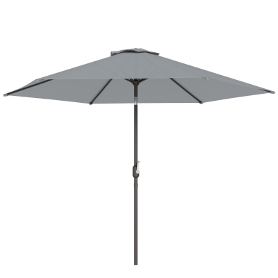 Outsunny 3 m Sonnenschirm mit Schutzhülle, Outdoor-Marktschirm mit Neigefunktion und Kurbel, Windöffnung, Grau
