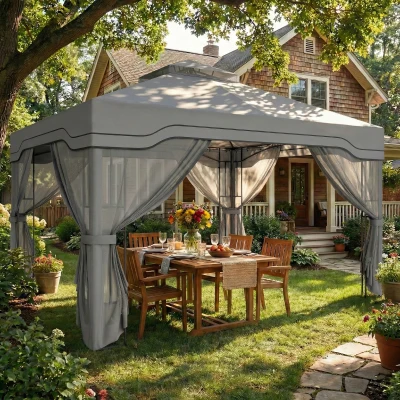 Outsunny Garden Gazebo with Shelves Dark Grey 3x3.6m