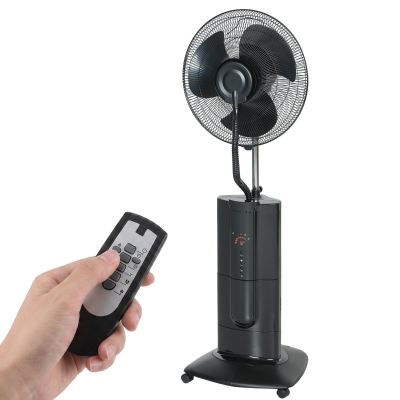 HOMCOM Ventilateur Brumisateur 100W 130cm 3 Vitesses Minuterie Noir
