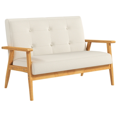 HOMCOM Canapé 3 Places 115cm Scandinave Dossier Capitonné Beige