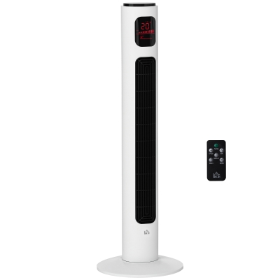 HOMCOM Ventilateur Tour Oscillant Télécommande Blanc Noir