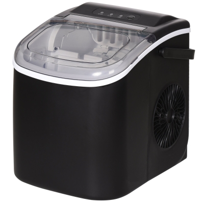 HOMCOM Machine à Glaçons 9 en 6 Min avec Bac et Pelle Noir