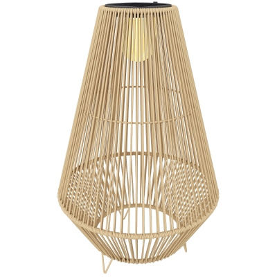 Outsunny Lanterne Solaire Résine Tressée Sans Fil 35x35x55cm
