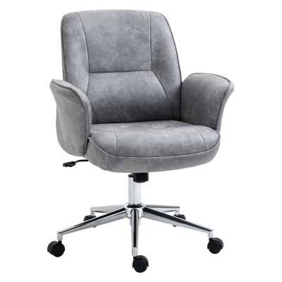 Vinsetto Silla de Oficina Basculante Silla de Escritorio Giratoria Tapizado en Microfibra Altura Ajustable 67x69x92-102 cm Gris