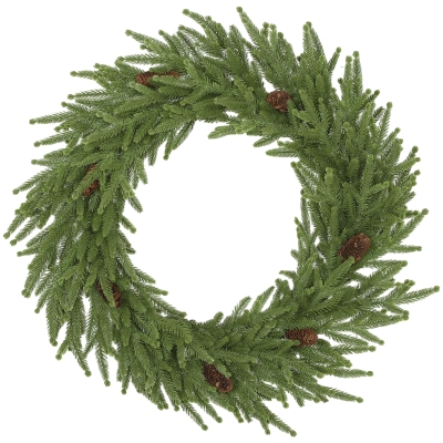 HOMCOM Weihnachtskranz mit Zapfen, Türkranz Künstlicher Weihnachtskranz für Tür Grün, Ø60 x 15 cm