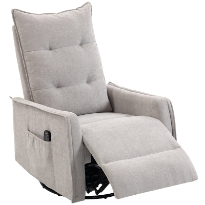 HOMCOM Fauteuil Massant Inclinable Pivotant Chauffant Gris Clair