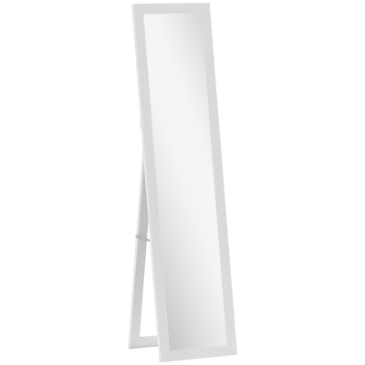 HOMCOM Standspiegel, Ganzkörperspiegel mit Ständer, freistehender Wandspiegel, 37 x 157 cm, Weiß