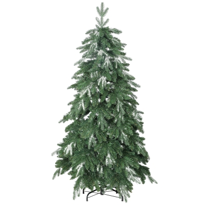HOMCOM Árbol de Navidad Artificial 150 cm Ramas Realistas con Efecto Nieve Soporte de Acero Base Plegable Montaje Rápido