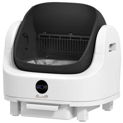 PawHut Litière Autonettoyante Chat Ouvert Blanc