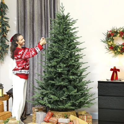 HOMCOM Árvore de Natal Artificial 210 cm com 2322 Ramos Densos Suporte Metálico Dobrável para Interior Verde