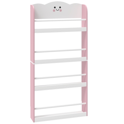 AIYAPLAY Children's bookshelf with 4 tiers, wall-mounted bookshelf for kids' room, playroom, living room, Pink