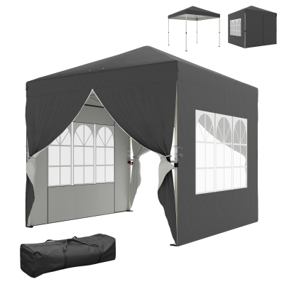 Outsunny Tonnelle Pliante 2,5x2,5m Réglable UV50+ Gris Foncé