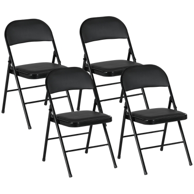 HOMCOM Set 2 Sedie Pieghevoli Imbottite in Finta Pelle PU Nero