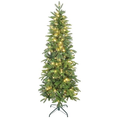 HOMCOM Sapin Artificiel 180cm Slim 200 Lumières 8 Modes Vert