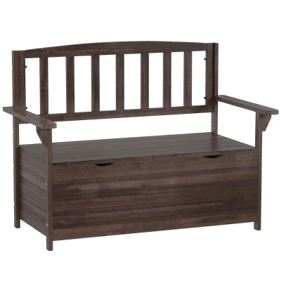 Outsunny Wooden 2-Seater Bench with Storage Brown