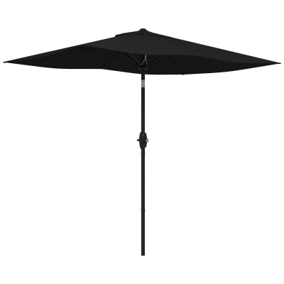 Outsunny Parasol Rectangulaire Noir 2x3m Inclinable Manivelle