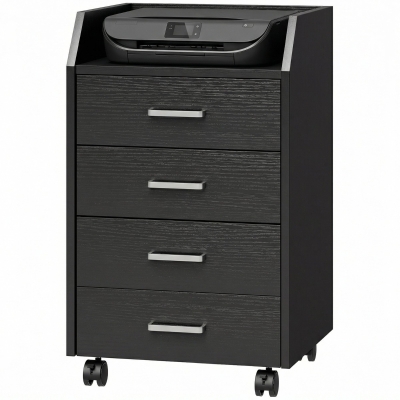 Vinsetto Caisson Bureau Bois 4 Tiroirs Roulettes Blanc