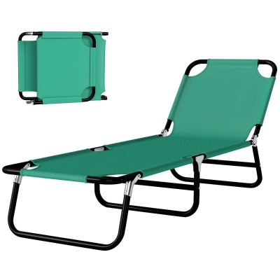 Outsunny Chaise Longue Pliante Tissu Oxford 188x56x28cm Vert Foncé