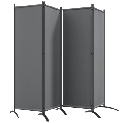 Outsunny Paravent 4 Panneaux 221x172cm Polyester Gris Foncé