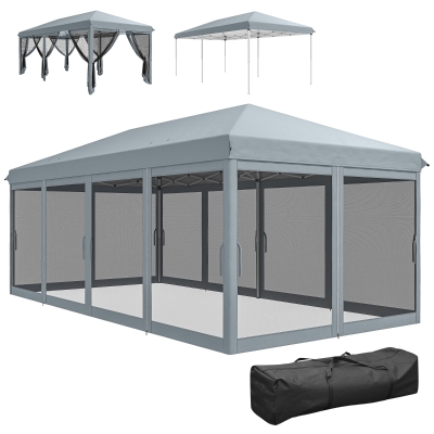 Outsunny Barnum 6x3m Gris Moustiquaires+Sac