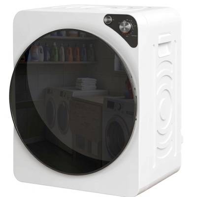 HOMCOM Mini Sèche-linge 5kg 1000W 5 Programmes Acier Blanc