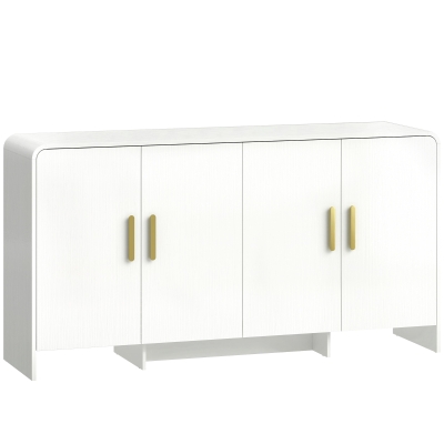 HOMCOM Aparador de Cocina con 4 Estantes 4 Puertas de Cierre Suave Mueble para TV de 72 Pulgadas 152x40x80 cm Blanco