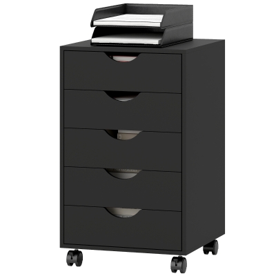 HOMCOM Classeur Mobile 5 Tiroirs Noir 40x40x67 cm