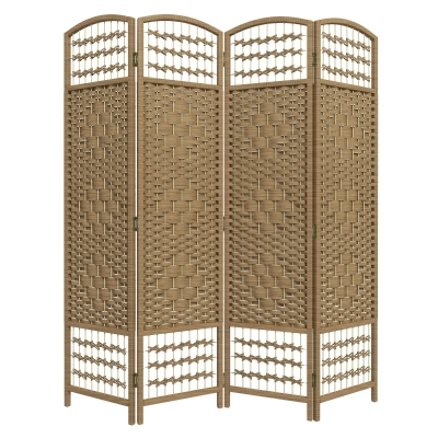 HOMCOM Paravent Bois 4 Panneaux 160x170cm Séparateur Naturel