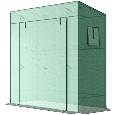 Outsunny Serre Murale PE 196x77x197cm Porte Enroulable