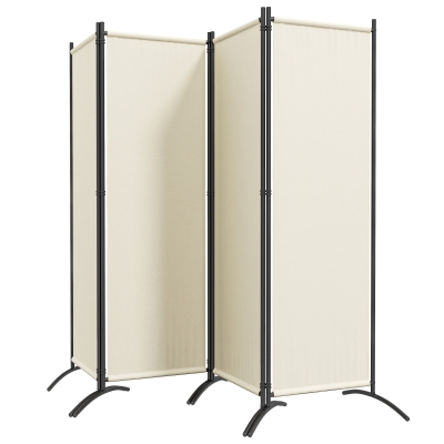 Outsunny Paravent 4 Panneaux 221x172cm Polyester Crème