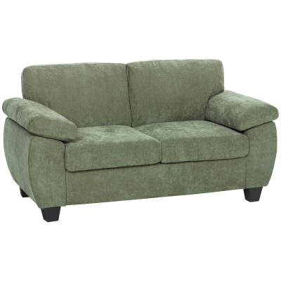 HOMCOM 2-Seater Chenille Loveseat Sofa Dark Green