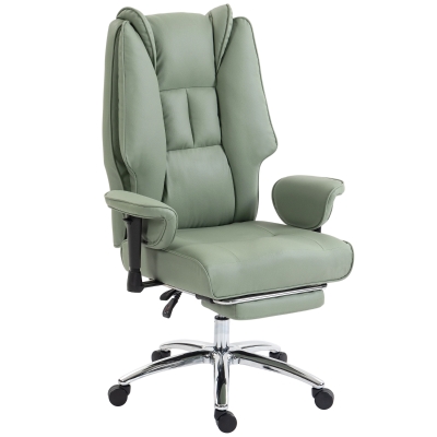 HOMCOM Executive Reclining Office Chair Faux Leather Green