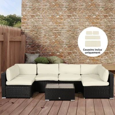 Outsunny Housses Coussins Salon Jardin Polyester Beige 14pcs