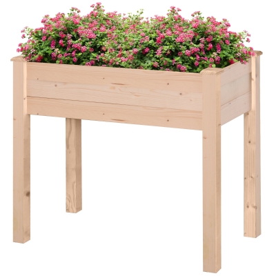 Outsunny Jardinière Surélevée Bois 86x46x76cm avec Drainage
