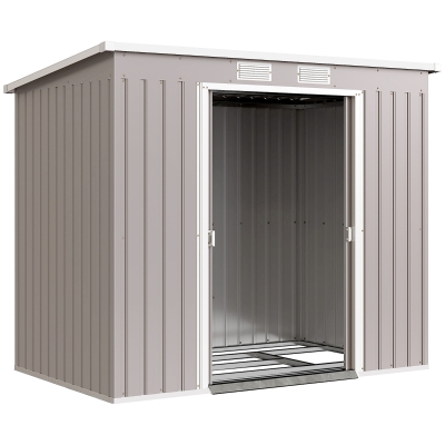 Outsunny Lean-to Metal Tool Storage Shed Grey 2.5x1.5m