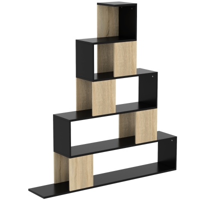 HOMCOM Scaffale contenitore 120 x 22 x 131,5 cm Nero e legno naturale