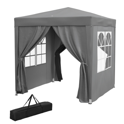 Outsunny Tonnelle Pliante 2x2m avec Parois et Sac, Gris
