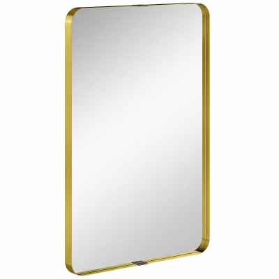 HOMCOM Wall-Mounted Mirror Aluminium Frame 90x60cm Gold