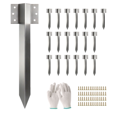 Outsunny 20er-Pack Eisenbahnschwellen-Halterungen, Metall-Garten-Hochbeetpfähle mit Schrauben & Handschuhen