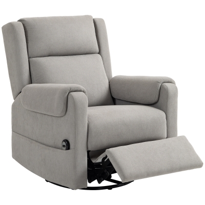 HOMCOM Poltrona Relax Reclinável Elétrica Giratória e Basculante com Apoio para os Pés Ajustável Controlo Remoto 86x89x99 cm Cinzento Claro