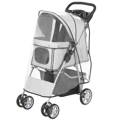 PawHut Poussette Chien Chat Pliable avec Rangement Gris