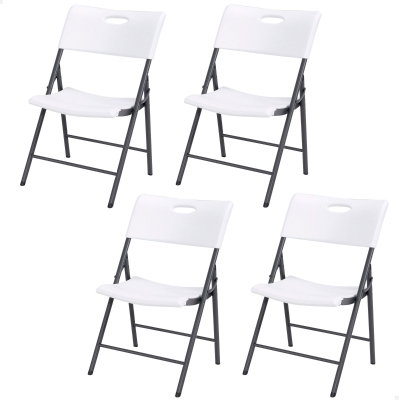 Pack 4 Sillas Plegables Lifetime Ligeras y Resistentes, 50x58x82,5 Cm, Blanco